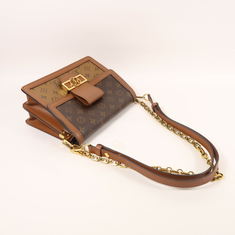 LOUIS VUITTON Monogram Reverse Dauphine MM金扣肩背袋-6