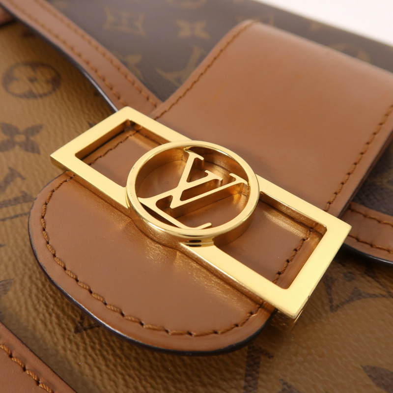 LOUIS VUITTON Monogram Reverse Dauphine MM金扣肩背袋-7