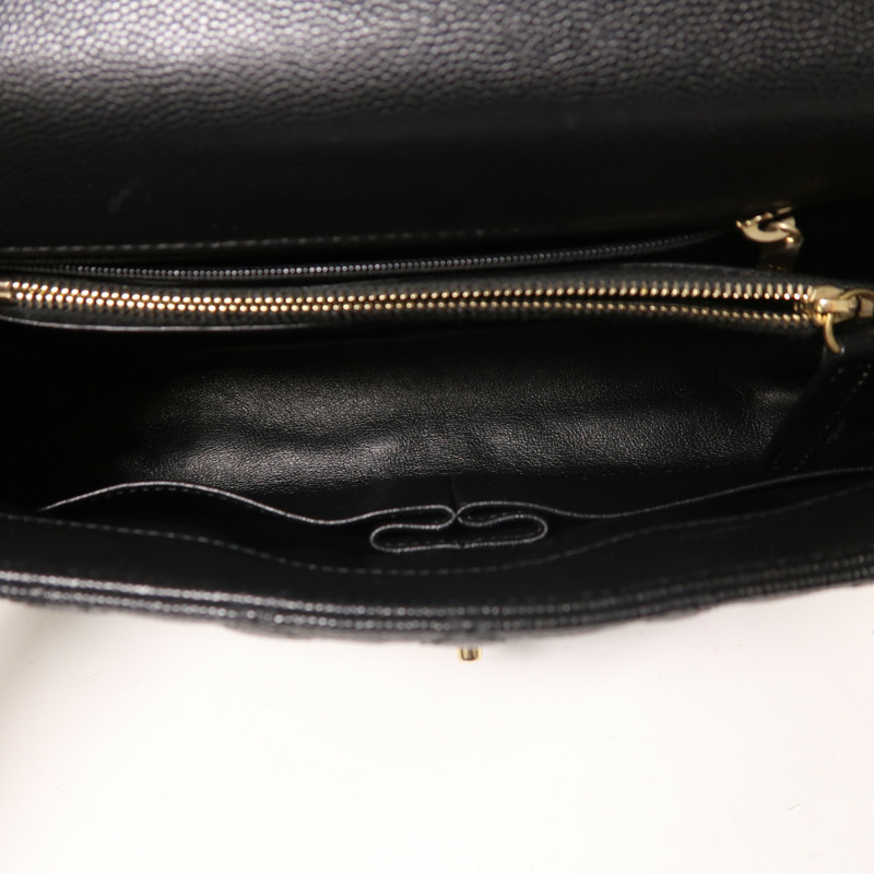 CHANEL 牛皮皮革/蜥蝪皮革Coco Handle Medium金扣手挽肩背兩用袋-4