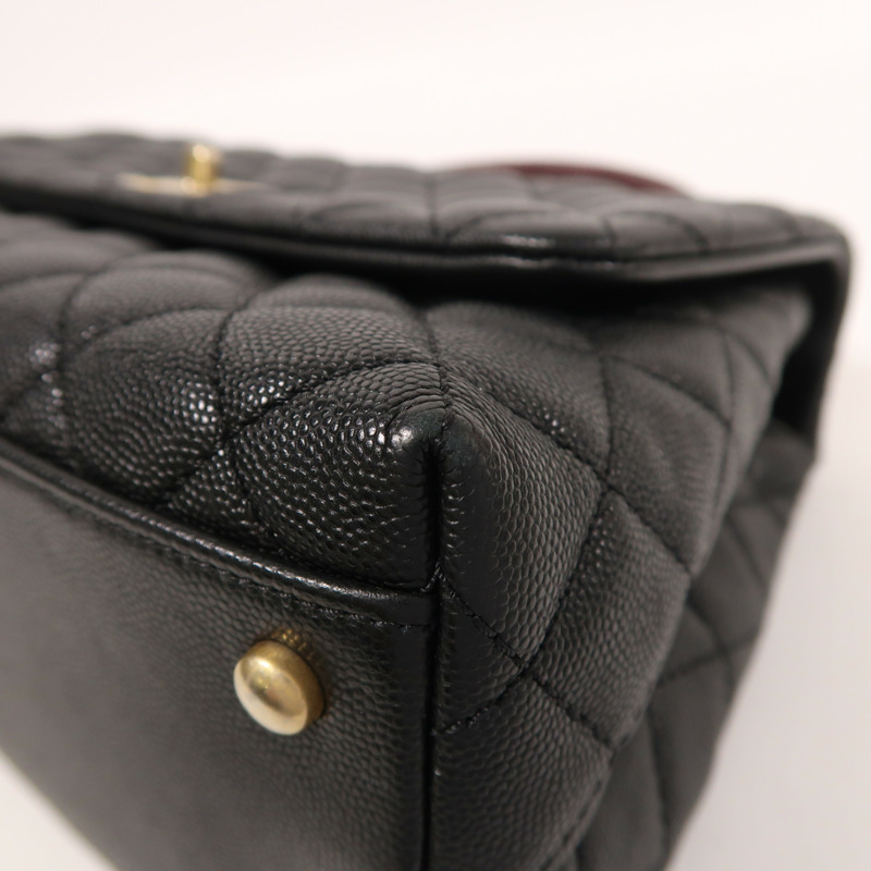 CHANEL 牛皮皮革/蜥蝪皮革Coco Handle Medium金扣手挽肩背兩用袋-12