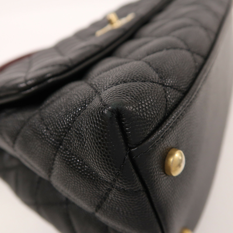 CHANEL 牛皮皮革/蜥蝪皮革Coco Handle Medium金扣手挽肩背兩用袋-13