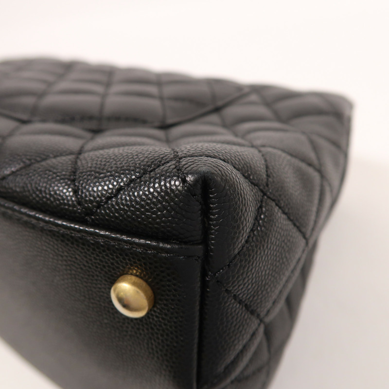 CHANEL 牛皮皮革/蜥蝪皮革Coco Handle Medium金扣手挽肩背兩用袋-14