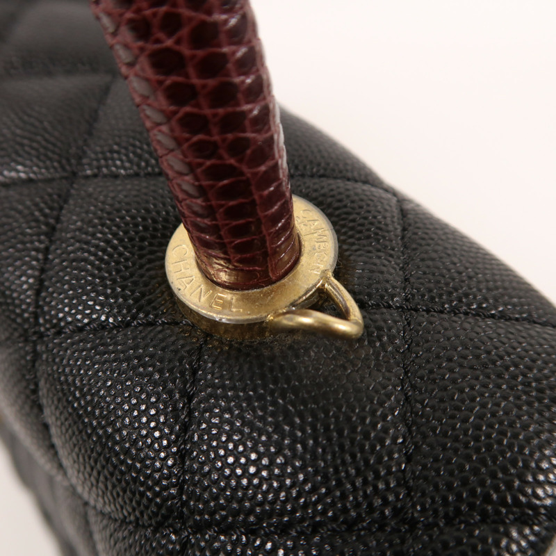 CHANEL 牛皮皮革/蜥蝪皮革Coco Handle Medium金扣手挽肩背兩用袋-18