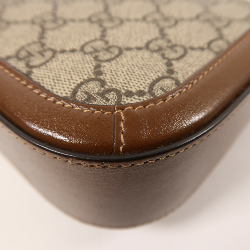 GUCCI 塗層帆布/牛皮皮革Horsebit 1955 Small金扣肩背袋-13