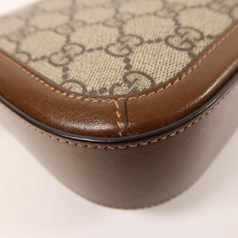 GUCCI 塗層帆布/牛皮皮革Horsebit 1955 Small金扣肩背袋-14