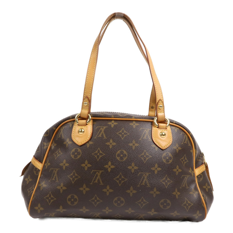 LOUIS VUITTON Monogram Montorgueil PM金扣肩背袋棕色-1