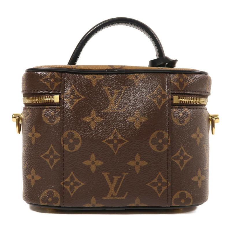 LOUIS VUITTON Monogram Reverse Vanity PM金扣手挽肩背兩用袋棕色-1
