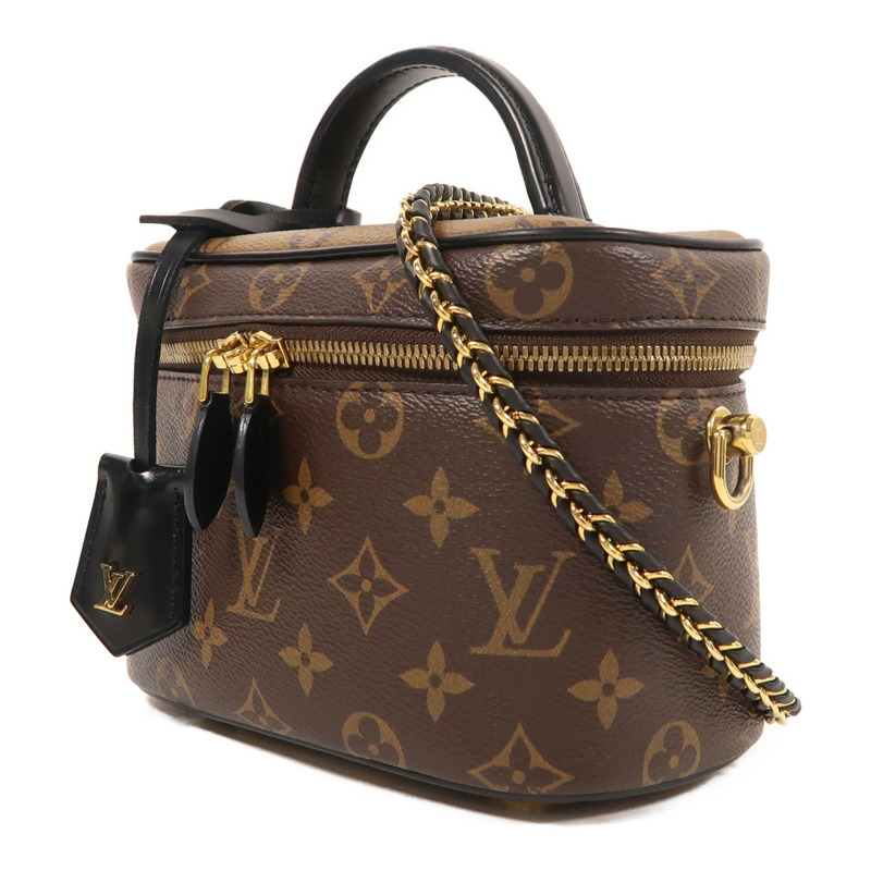 LOUIS VUITTON Monogram Reverse Vanity PM金扣手挽肩背兩用袋棕色-2
