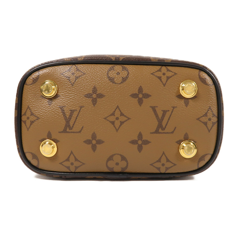 LOUIS VUITTON Monogram Reverse Vanity PM金扣手挽肩背兩用袋棕色-3