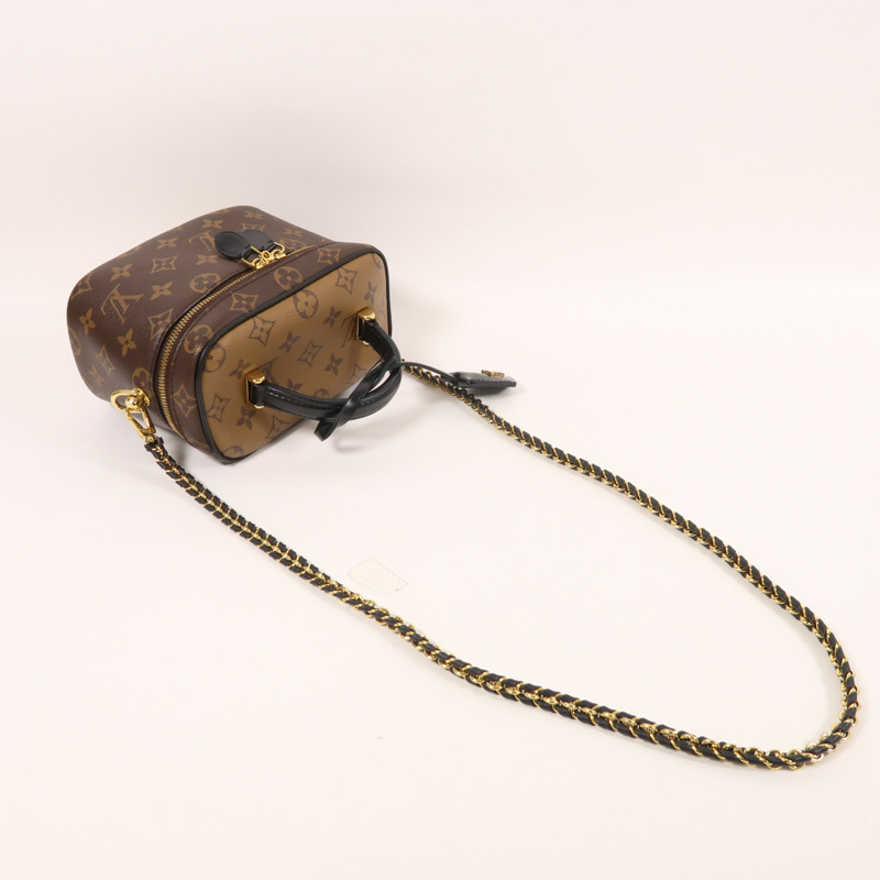 LOUIS VUITTON Monogram Reverse Vanity PM金扣手挽肩背兩用袋棕色-6