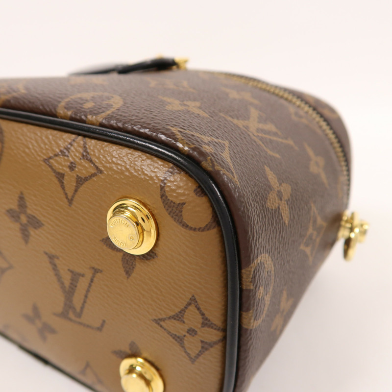 LOUIS VUITTON Monogram Reverse Vanity PM金扣手挽肩背兩用袋棕色-8
