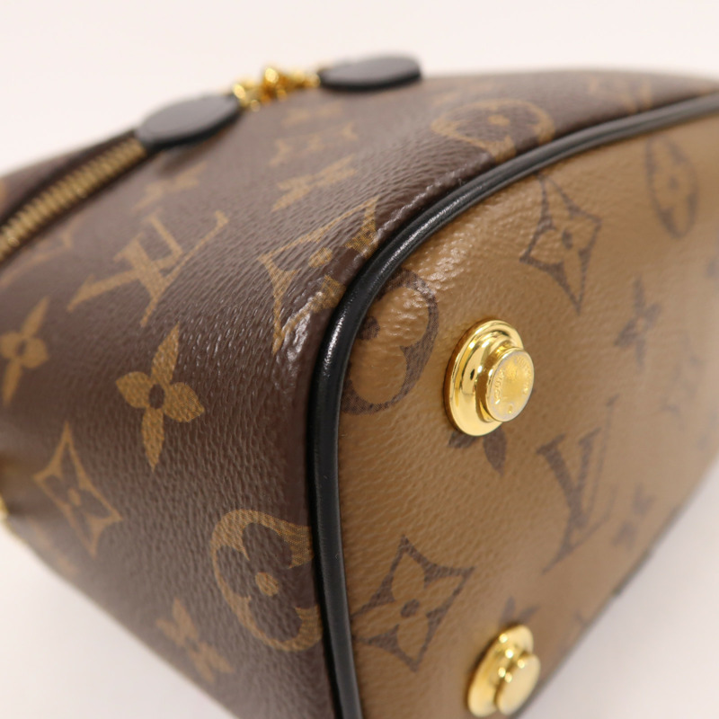 LOUIS VUITTON Monogram Reverse Vanity PM金扣手挽肩背兩用袋棕色-9