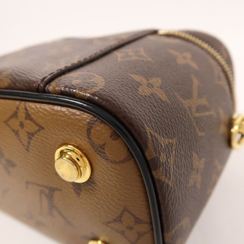 LOUIS VUITTON Monogram Reverse Vanity PM金扣手挽肩背兩用袋棕色-10