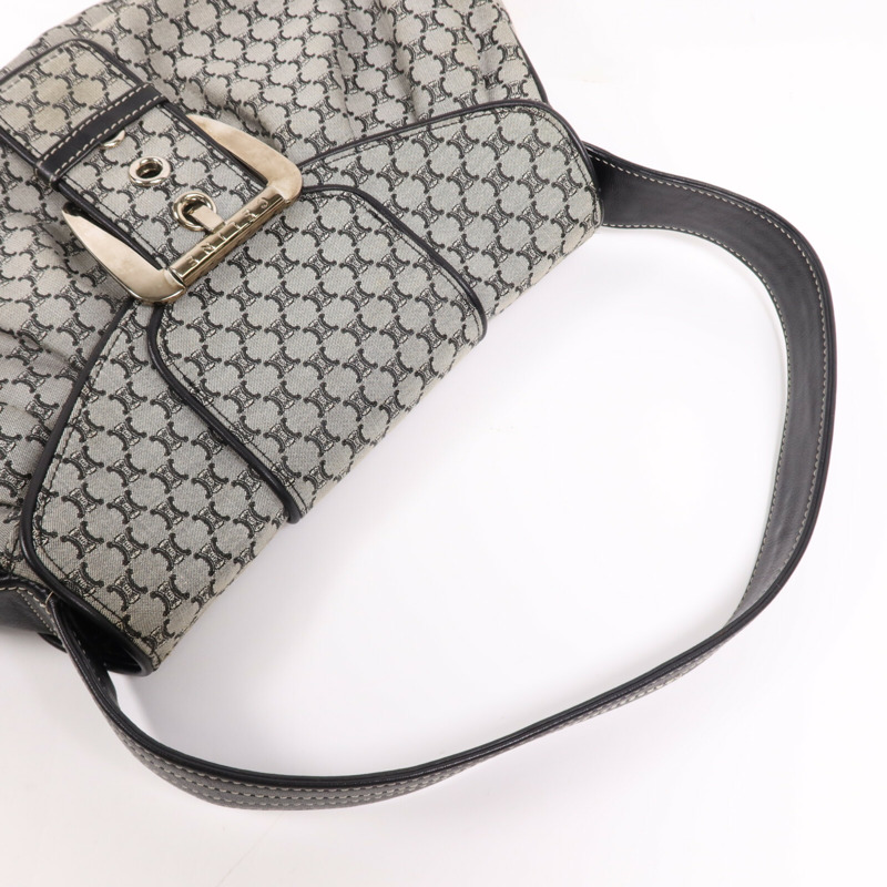 CELINE 帆布Shoulder Bag銀扣肩背袋-6