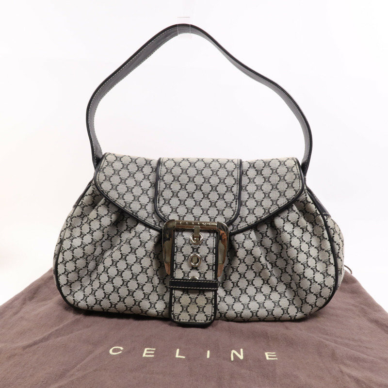 CELINE 帆布Shoulder Bag銀扣肩背袋-7