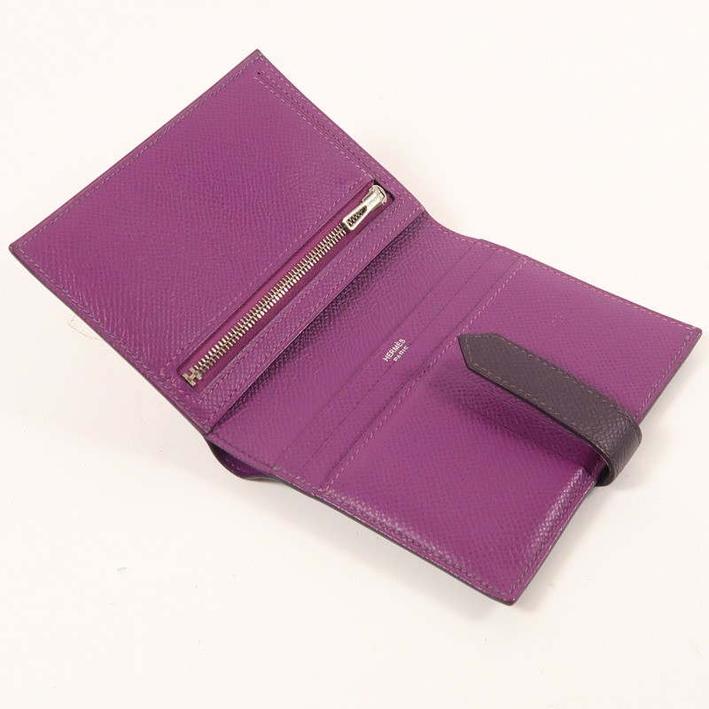 HERMES Epsom皮革Bearn Compact Wallet銀扣錢包-4