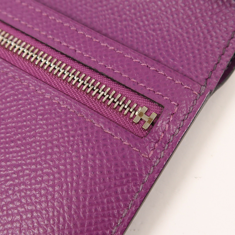 HERMES Epsom皮革Bearn Compact Wallet銀扣錢包-14