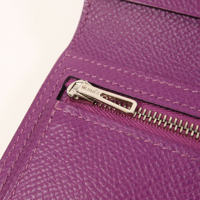 HERMES Epsom皮革Bearn Compact Wallet銀扣錢包-15