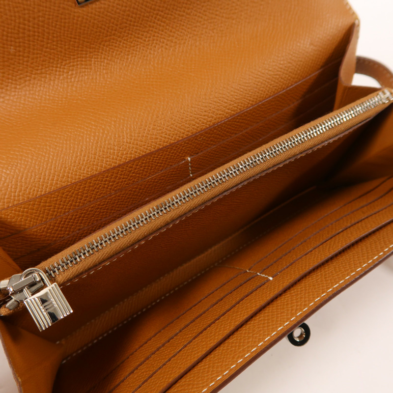 HERMES Epsom皮革Kelly Long Wallet銀扣長錢包-4
