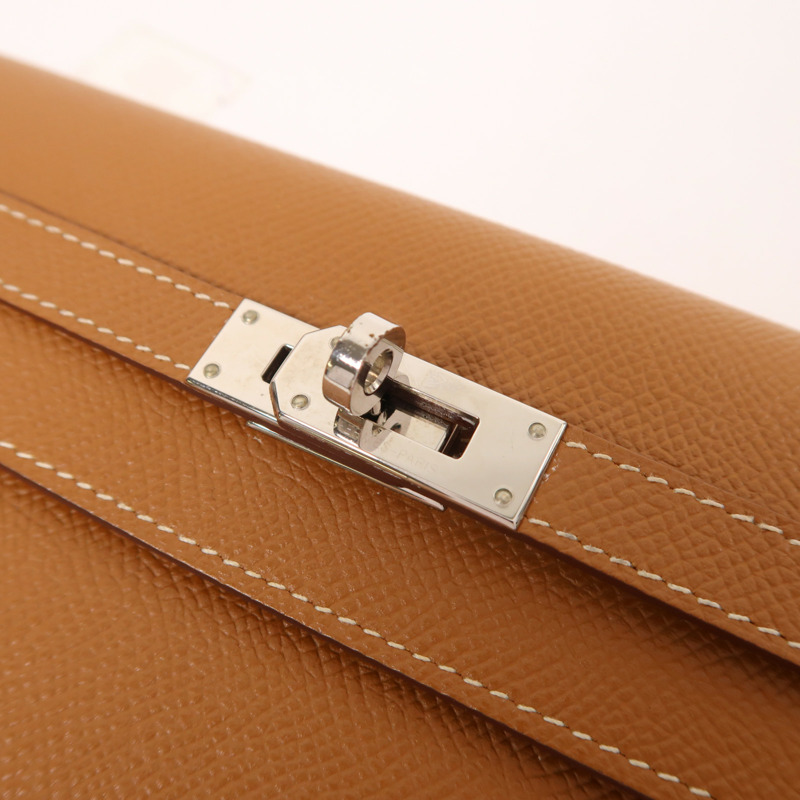 HERMES Epsom皮革Kelly Long Wallet銀扣長錢包-8