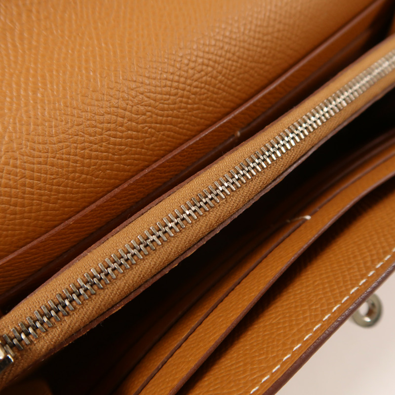 HERMES Epsom皮革Kelly Long Wallet銀扣長錢包-13