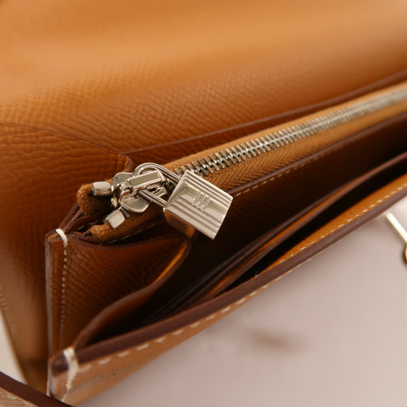 HERMES Epsom皮革Kelly Long Wallet銀扣長錢包-14