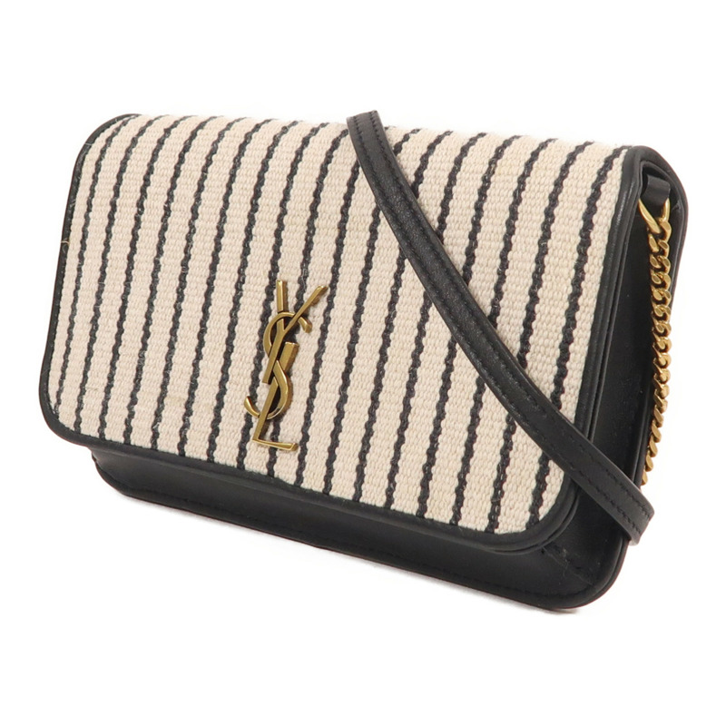 YVES SAINT LAURENT 帆布Chain Shoulder金扣肩背袋-2