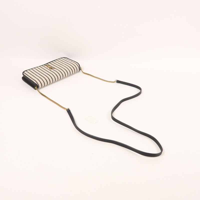 YVES SAINT LAURENT 帆布Chain Shoulder金扣肩背袋-7