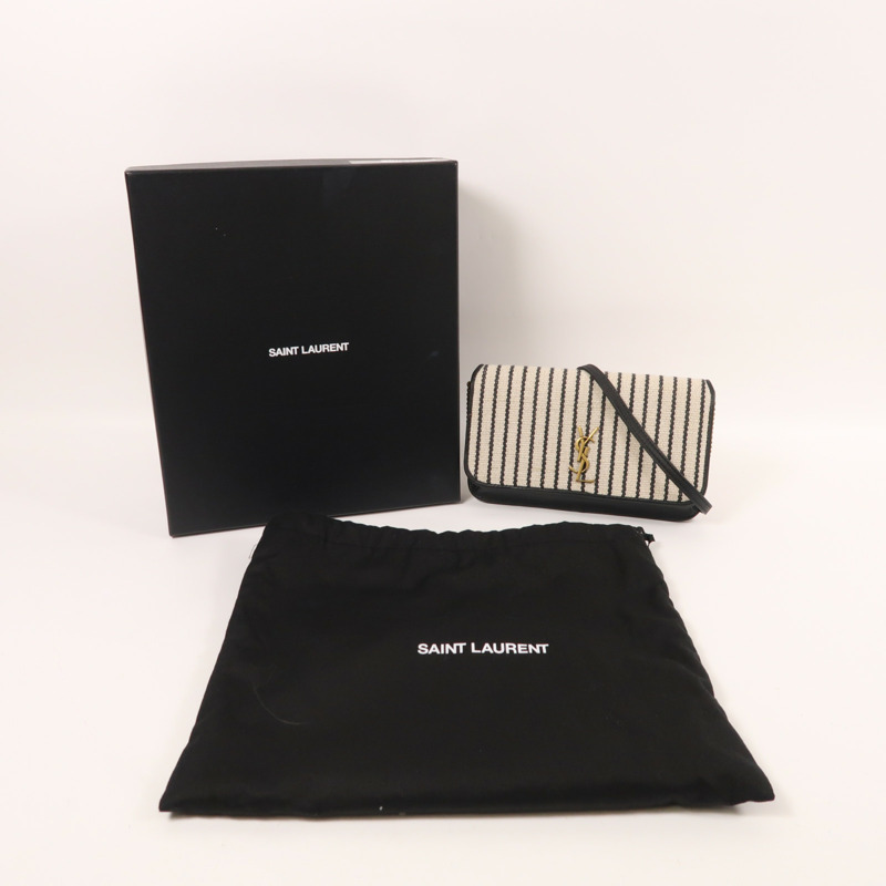 YVES SAINT LAURENT 帆布Chain Shoulder金扣肩背袋-8