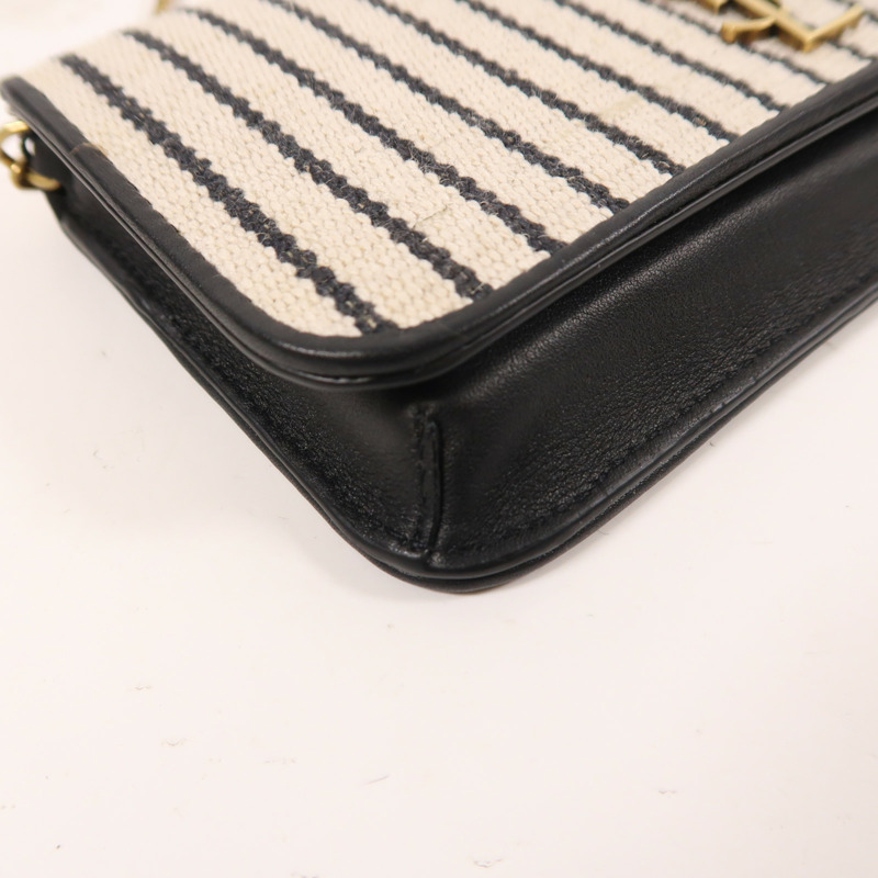 YVES SAINT LAURENT 帆布Chain Shoulder金扣肩背袋-11