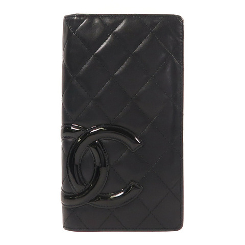 CHANEL 羊皮皮革Cambon Wallet銀扣長錢包