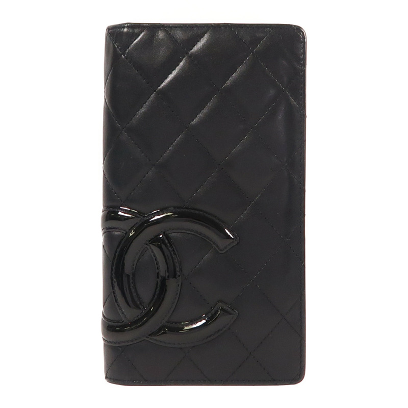 CHANEL 羊皮皮革Cambon Wallet銀扣長錢包-0