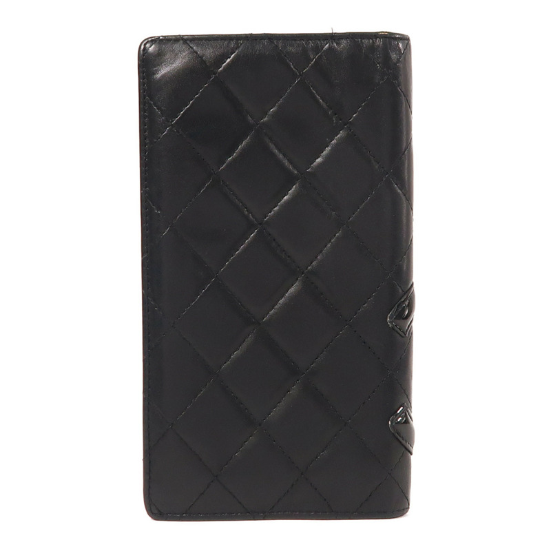 CHANEL 羊皮皮革Cambon Wallet銀扣長錢包-1