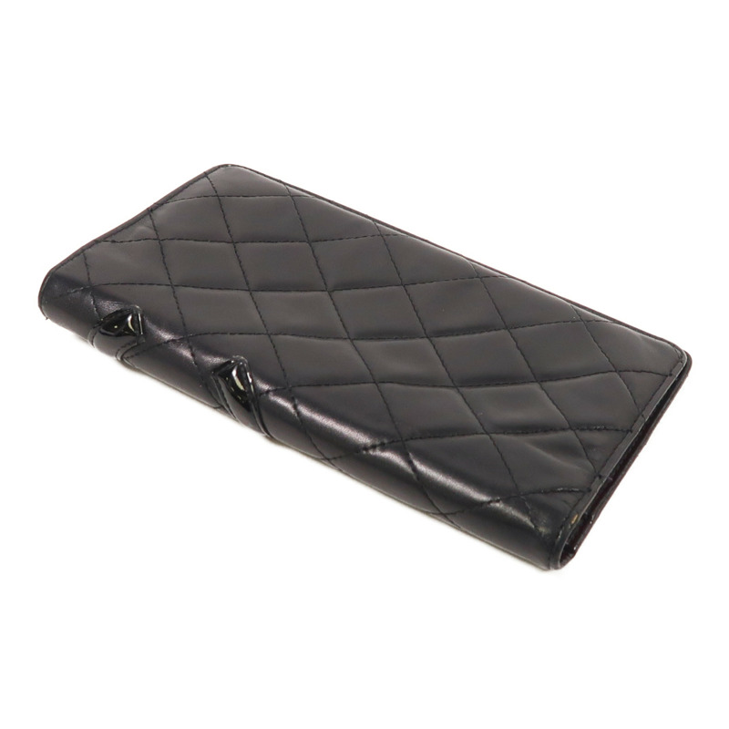 CHANEL 羊皮皮革Cambon Wallet銀扣長錢包-3