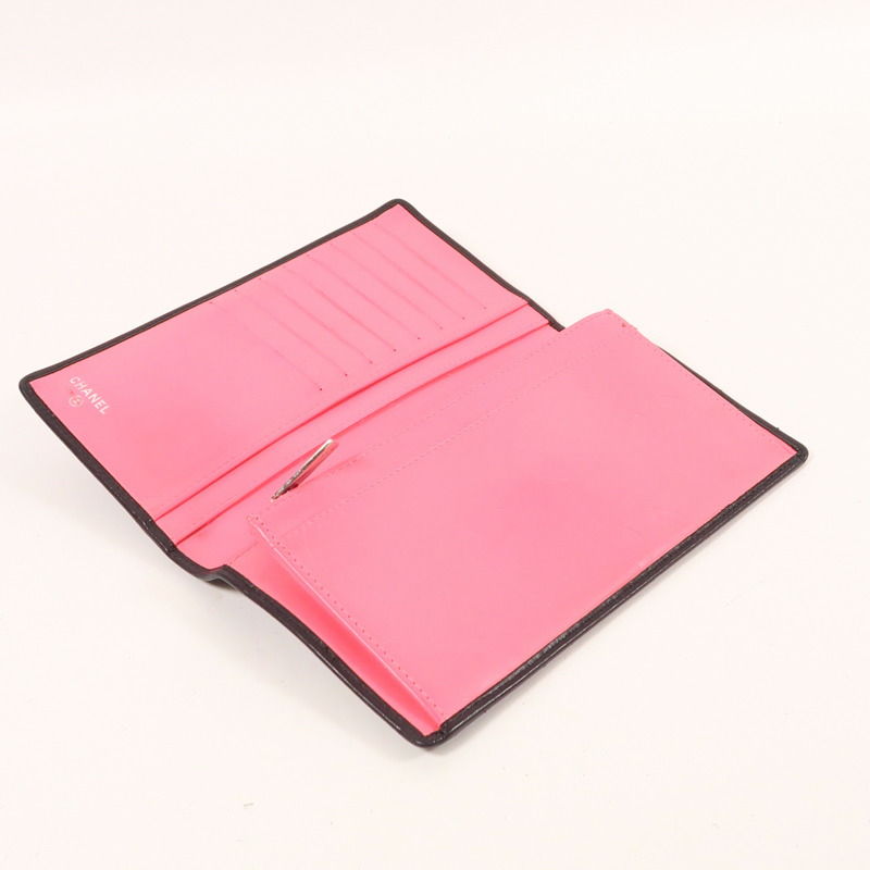 CHANEL 羊皮皮革Cambon Wallet銀扣長錢包-4
