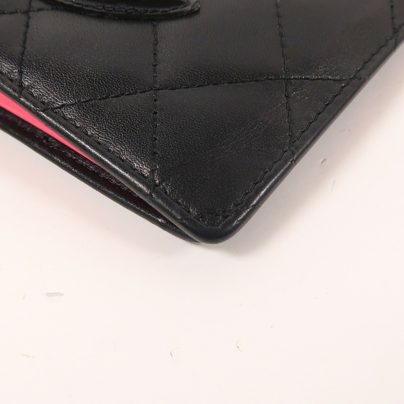 CHANEL 羊皮皮革Cambon Wallet銀扣長錢包-10