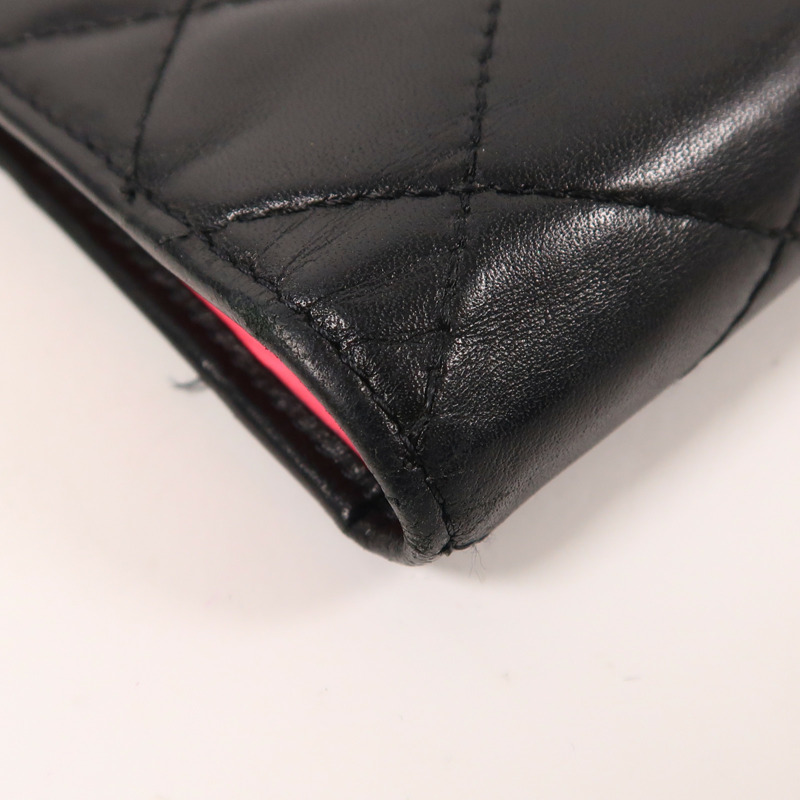 CHANEL 羊皮皮革Cambon Wallet銀扣長錢包-12