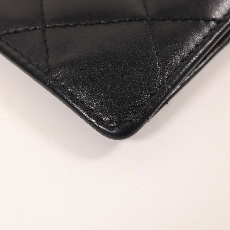 CHANEL 羊皮皮革Cambon Wallet銀扣長錢包-13