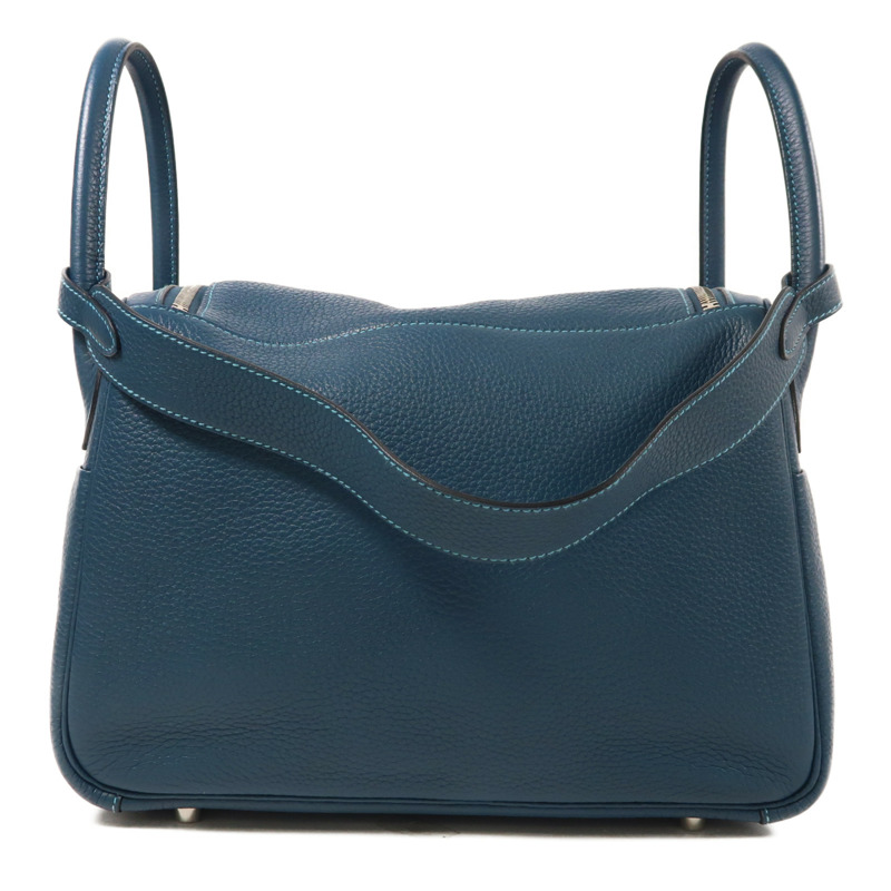 HERMES 皮革Lindy 30手挽肩背兩用袋Turquoise/Bleu Izmir-1