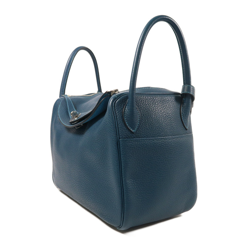 HERMES 皮革Lindy 30手挽肩背兩用袋Turquoise/Bleu Izmir-2