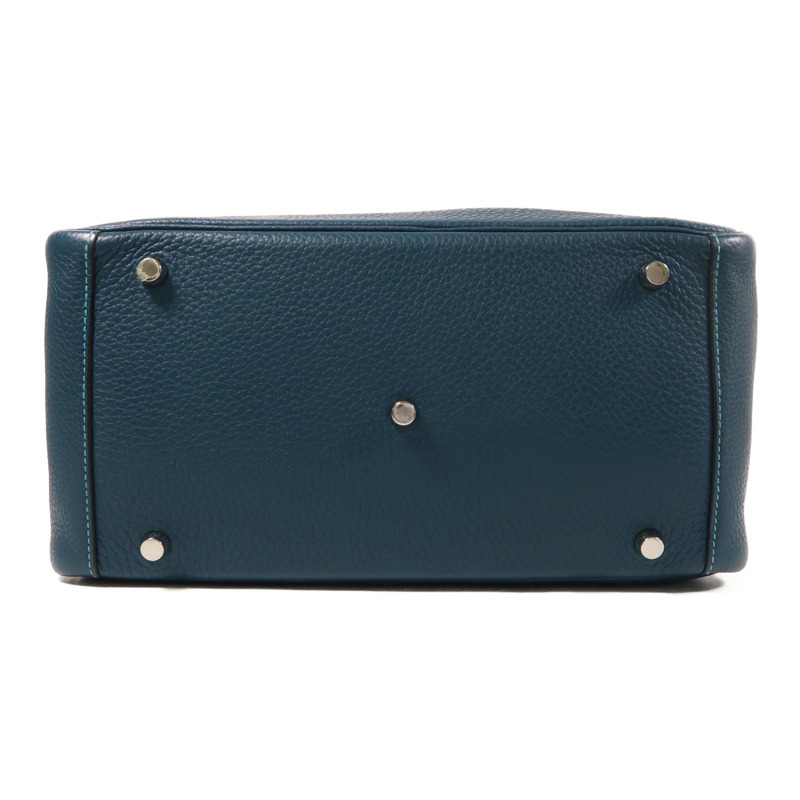 HERMES 皮革Lindy 30手挽肩背兩用袋Turquoise/Bleu Izmir-3