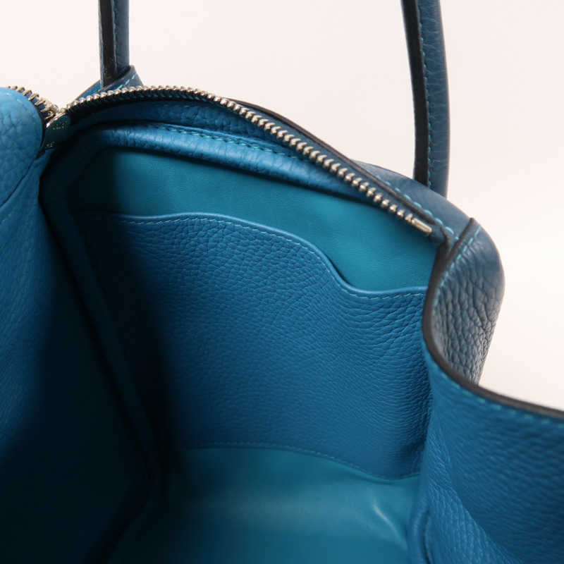 HERMES 皮革Lindy 30手挽肩背兩用袋Turquoise/Bleu Izmir-5
