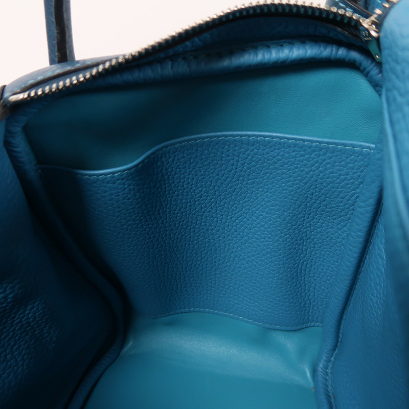 HERMES 皮革Lindy 30手挽肩背兩用袋Turquoise/Bleu Izmir-6