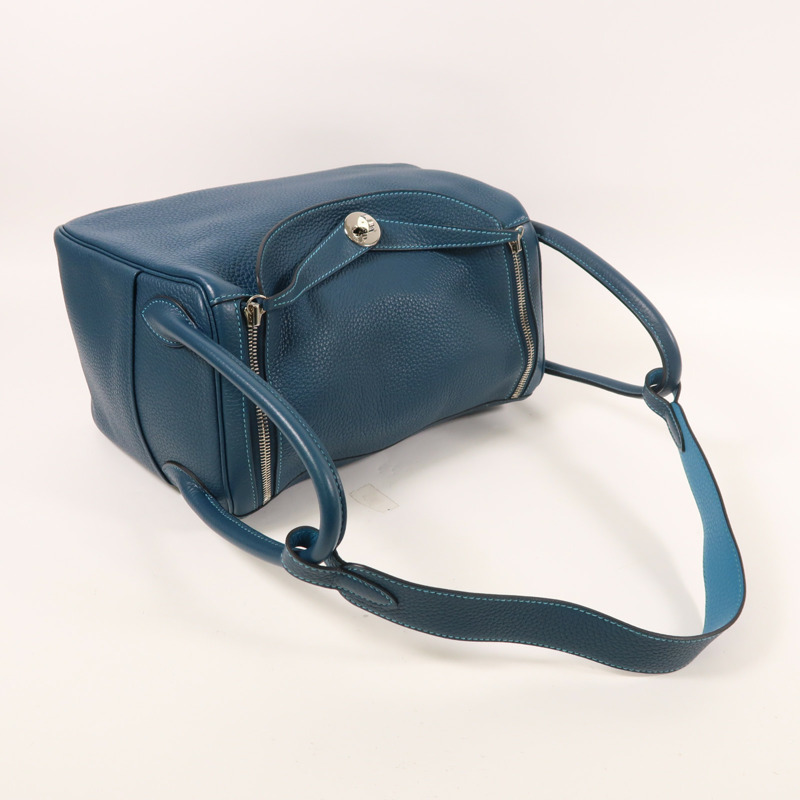 HERMES 皮革Lindy 30手挽肩背兩用袋Turquoise/Bleu Izmir-9