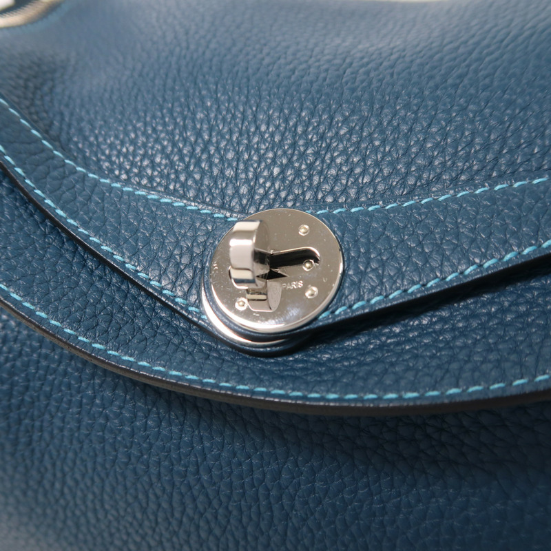 HERMES 皮革Lindy 30手挽肩背兩用袋Turquoise/Bleu Izmir-11