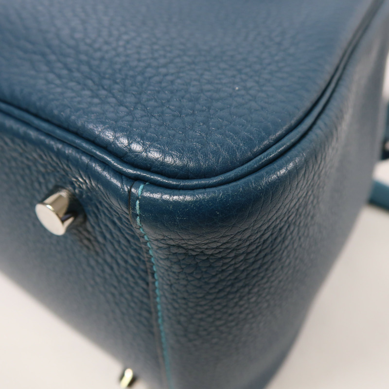 HERMES 皮革Lindy 30手挽肩背兩用袋Turquoise/Bleu Izmir-12