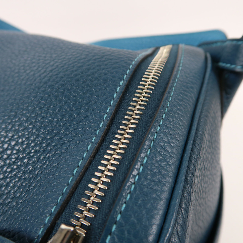 HERMES 皮革Lindy 30手挽肩背兩用袋Turquoise/Bleu Izmir-16