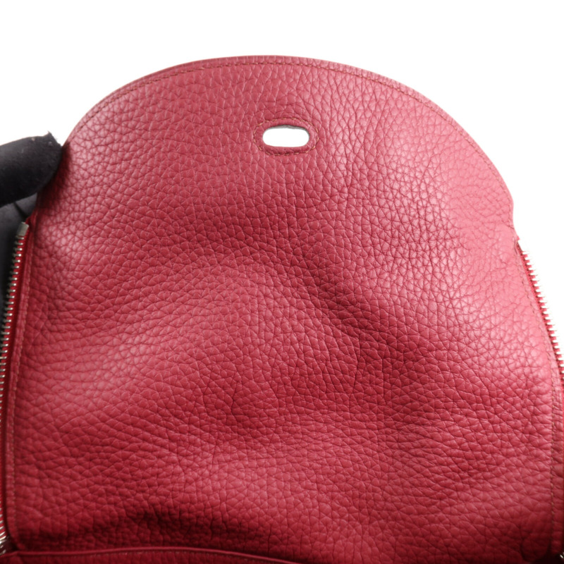 HERMES Clemence皮革Lindy 30銀扣手挽肩背兩用袋Rouge Grenade-14