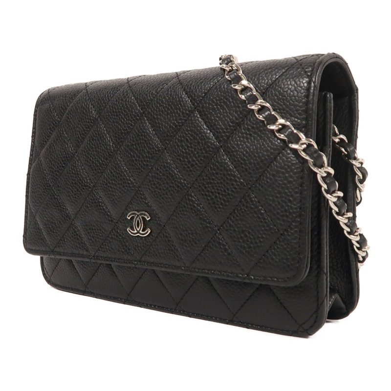 CHANEL 牛皮皮革WOC Wallet On Chain銀扣鏈帶肩背袋-2