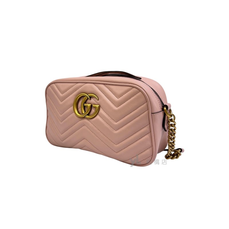 GUCCI包包 GG Marmont 粉牛皮山型紋相機包447632-2